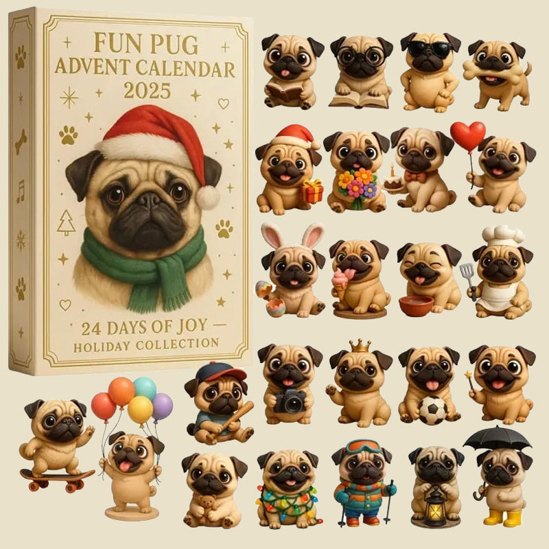 🐾🎄 Calendrier de l'Avent amusant Carlin 2025