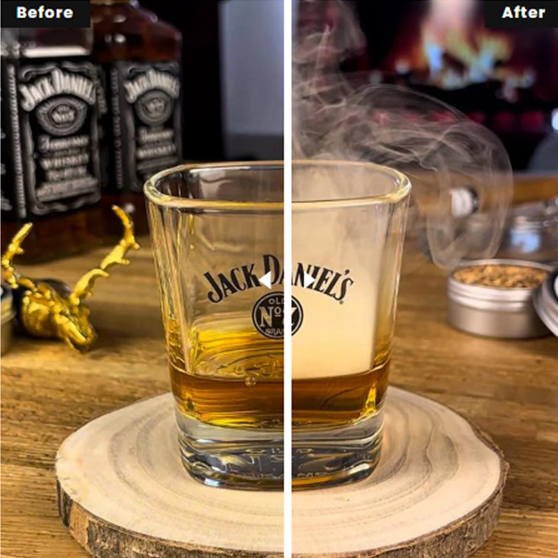 Set aus geräuchertem Weinfass