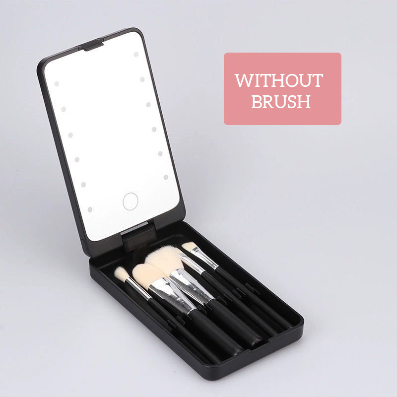 Rotatable LED makeup box folding mirror
