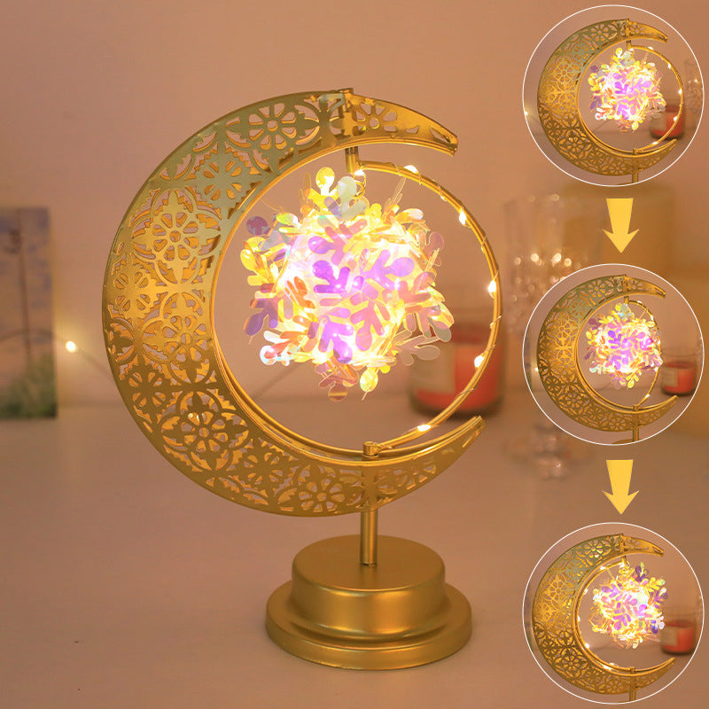LED Iron Moon and Star Lamp