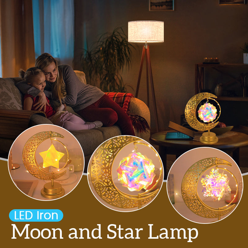 LED Iron Moon and Star Lamp