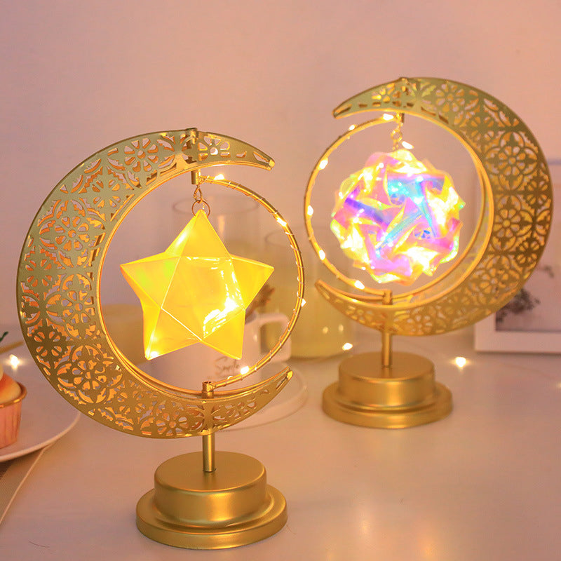 LED Iron Moon and Star Lamp