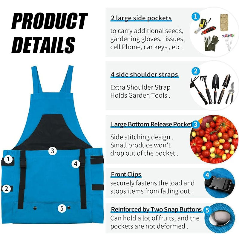 Fruit and vegetable picking apron with pockets