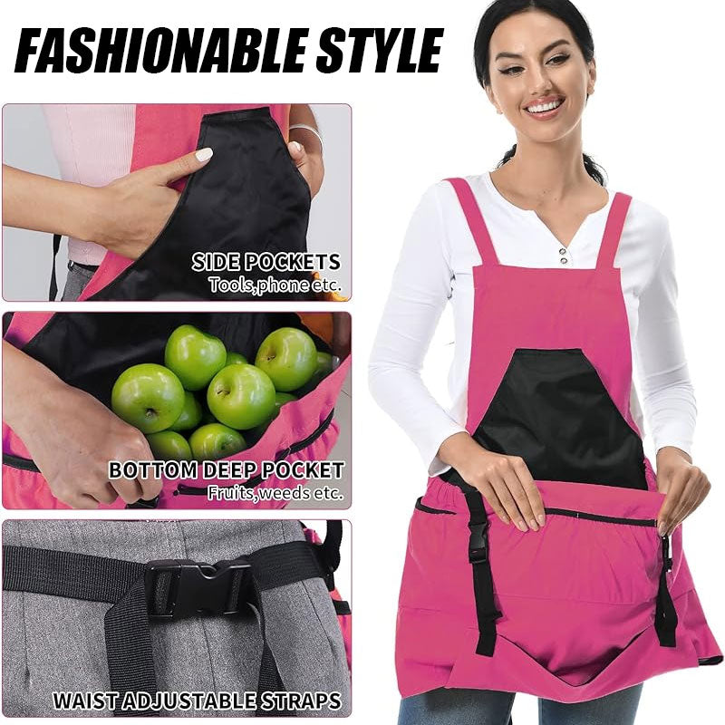 Fruit and vegetable picking apron with pockets