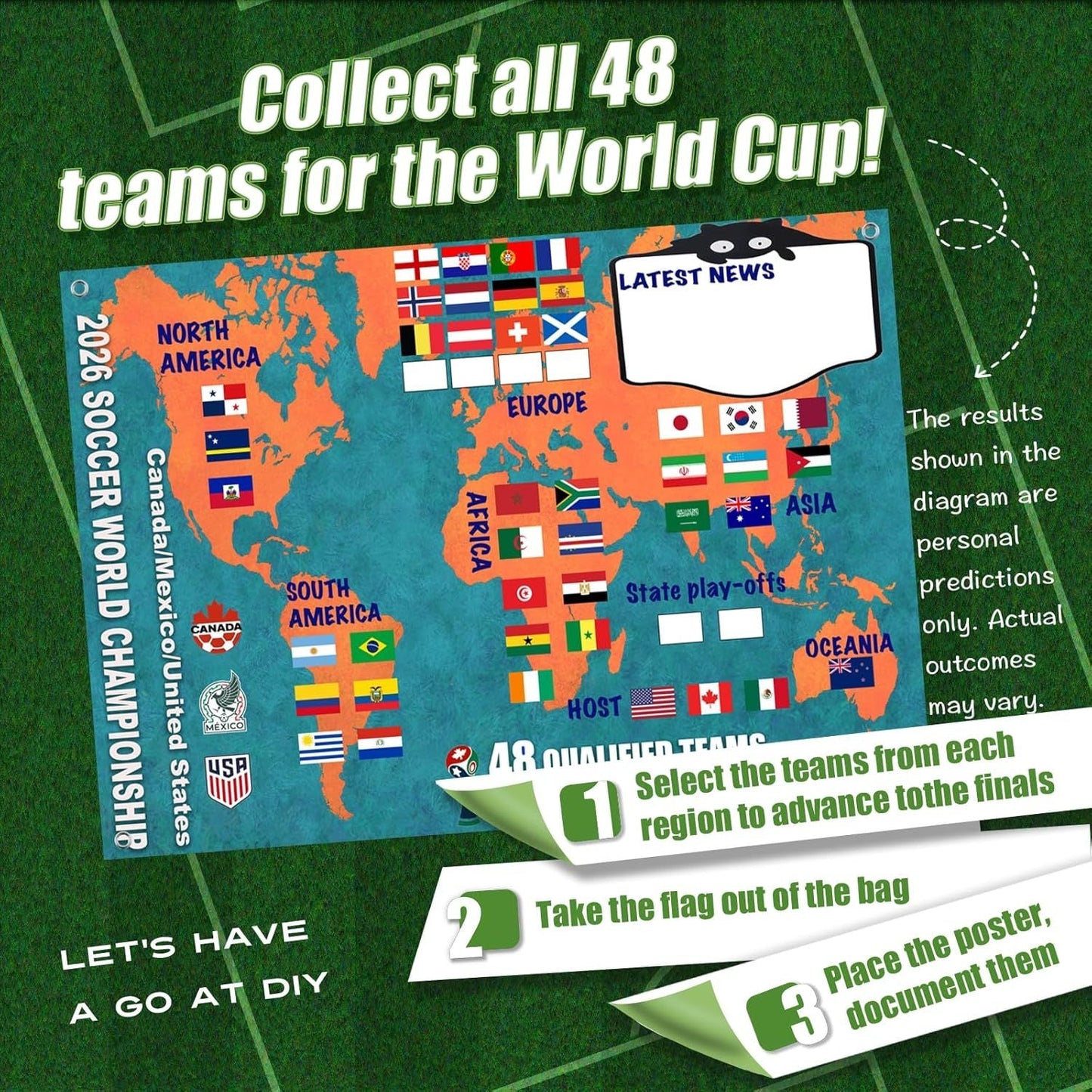 2026 Soccer The World Cup Schedule Poster & Final Round 48-team Collection Showcase, 2-in-1 Functional Poster