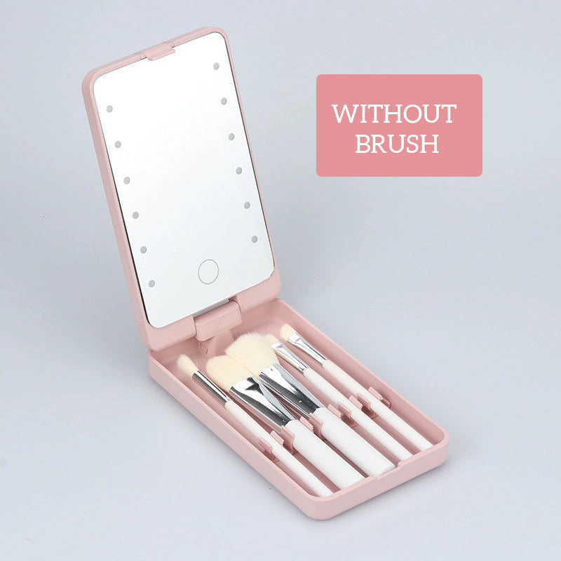 Rotatable LED makeup box folding mirror
