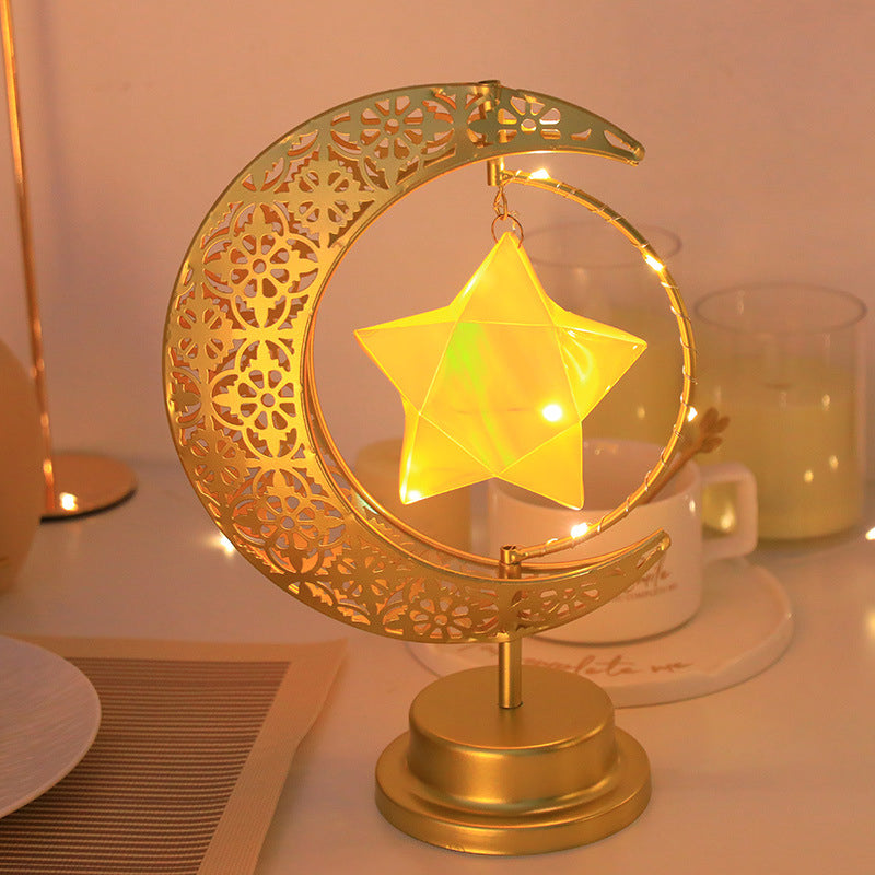 LED Iron Moon and Star Lamp