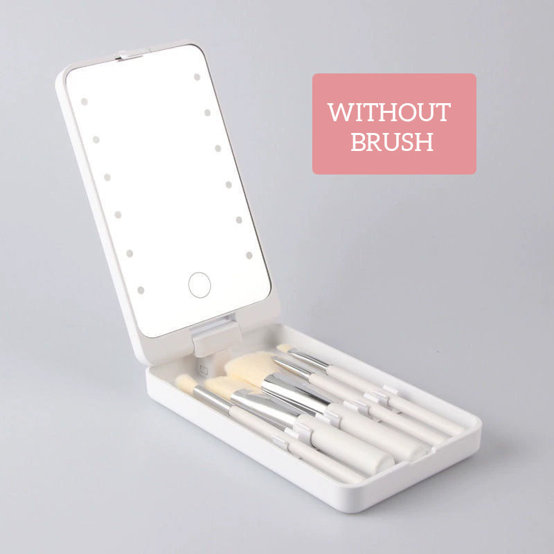 Rotatable LED makeup box folding mirror