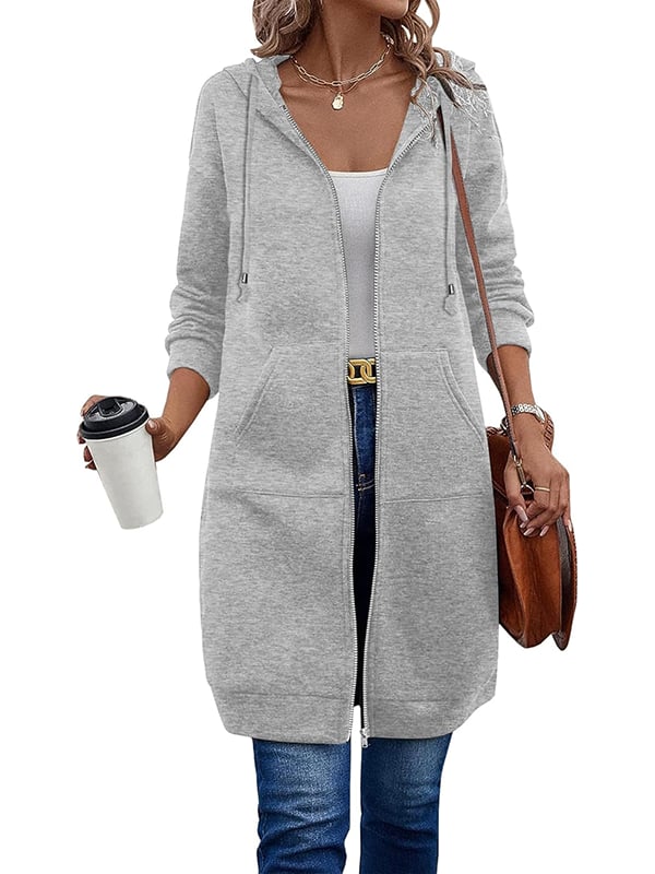 🔥 Dam – avslappnad zip-up fleecehoodie – Köp två, fri frakt