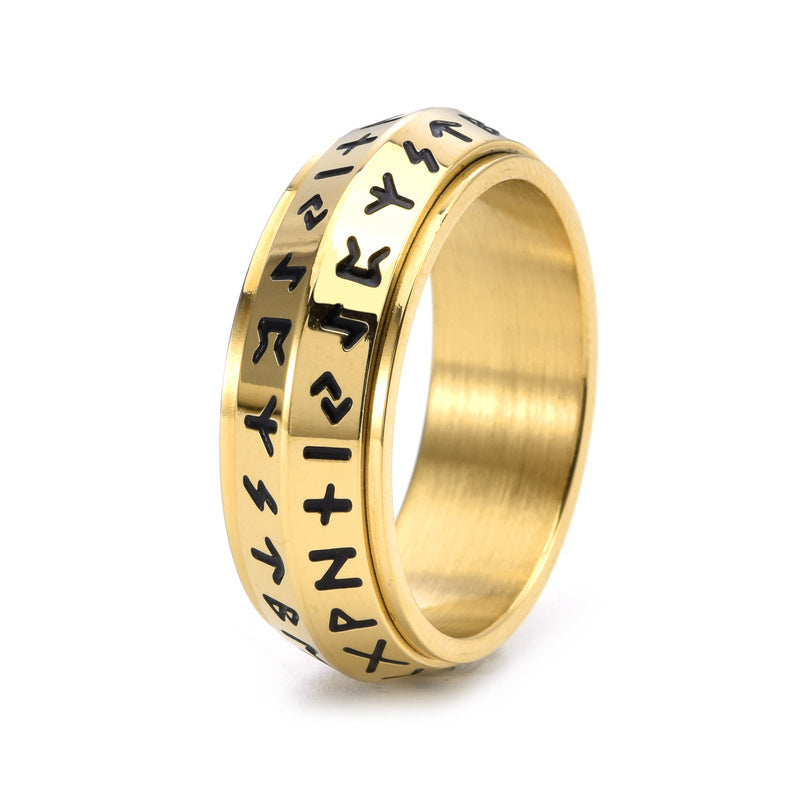 ✨🎅Julerbjudanden – Endast under en begränsad tid!⏰Titanium Steel Viking Rune Rotating Ring